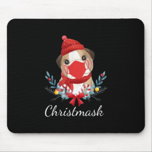 Alfombrilla De Ratón Feliz Bulldog navideño con máscaras