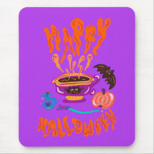 Alfombrilla De Ratón Feliz café de la bruja amante del gato de Hallowee