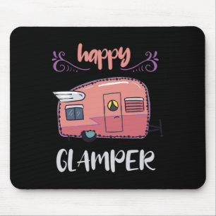 Alfombrilla De Ratón Feliz campista glamurosa amante del camping chica 