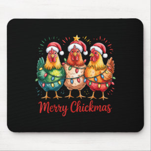 Alfombrilla De Ratón Feliz Chickmas Navidad Pollo Sombrero Santa Pollo