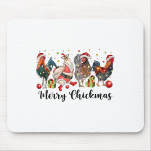 Alfombrilla De Ratón Feliz Chickmas Pollos Divertido Navidad Pollo Mo
