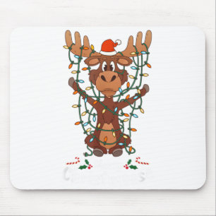 Alfombrilla De Ratón Feliz Christmoose Navidad Alces Luces de árbol de 