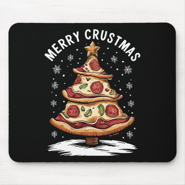 Alfombrilla De Ratón Feliz Crustmas Pizza Árbol de Navidad Navidad Navi (Frente)