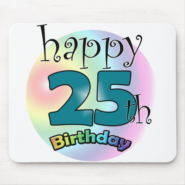 Alfombrilla De Ratón Feliz cumpleaños 25 (negro) (Frente)