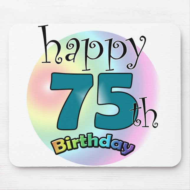 Alfombrilla De Ratón Feliz cumpleaños 75 (negro) (Frente)