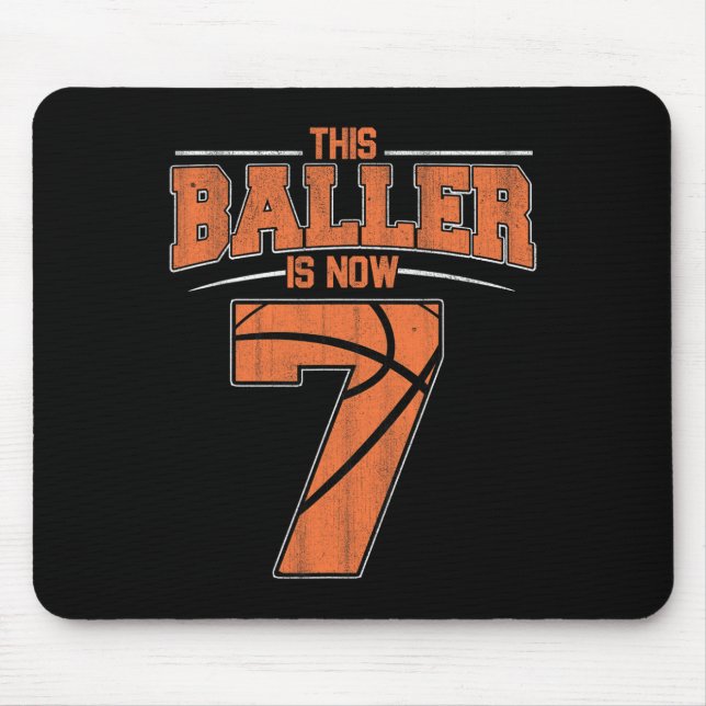 Alfombrilla De Ratón Feliz cumpleaños 7 niños de baloncesto de 7 años (Frente)