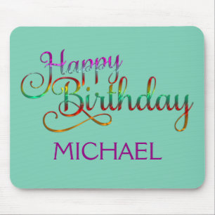 Alfombrilla De Ratón FELIZ CUMPLEAÑOS - diseño de texto + sus propias i