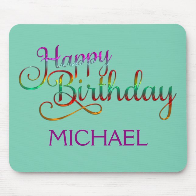 Alfombrilla De Ratón FELIZ CUMPLEAÑOS - diseño de texto + sus propias i (Frente)