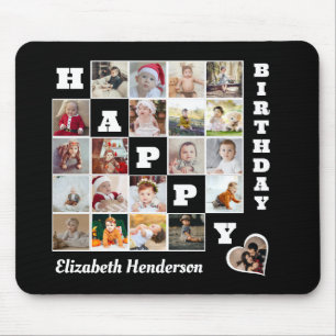 Alfombrilla De Ratón Feliz cumpleaños Personalizado 21 regalo de Collag
