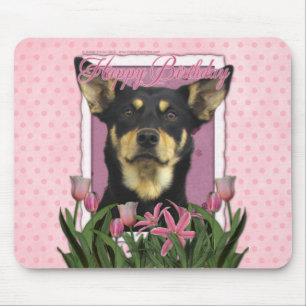 Alfombrilla De Ratón Feliz cumpleaños - Tulipanes rosados - Kelpie aus