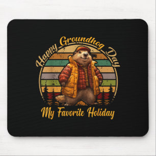 Alfombrilla De Ratón Feliz Día de la Marmota Divertido Cute Marmota Ani