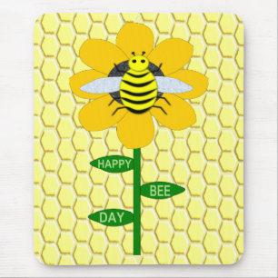 Alfombrilla De Ratón Feliz Día de las Abejas Cumpleaños Bumblebee