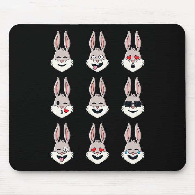 Alfombrilla De Ratón Feliz Día de Pascua Rabbit Face Emotions Fun Boys  (Frente)