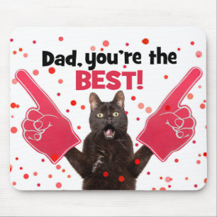 Alfombrilla De Ratón Feliz Día del Padre Papá Gato con dedos de espuma 