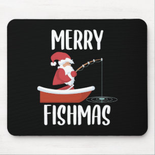 Alfombrilla De Ratón Feliz Fishmas Divertido Santa Pescando Pescador Cr