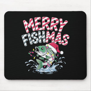 Alfombrilla De Ratón Feliz Fishmas Santa Amantes de la Pesca Divertido