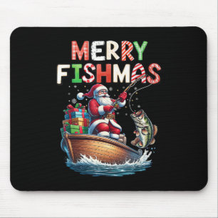 Alfombrilla De Ratón Feliz Fishmas Santa Amantes de la Pesca Divertido 