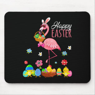 Alfombrilla De Ratón Feliz Flamenco de Pascua Con Caza de Huevos de Pas