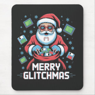 Alfombrilla De Ratón Feliz Glitchmas Código Programador Santa Navidad