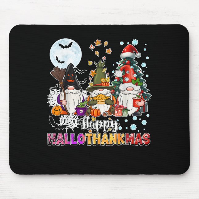 Alfombrilla De Ratón Feliz Hallothanksmas Gnomes Lover Funny Halloween (Frente)