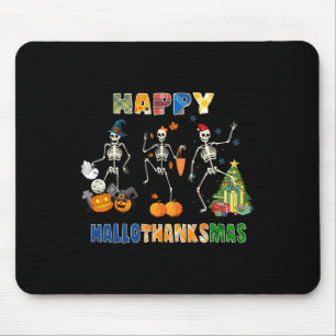 Alfombrilla De Ratón Feliz Hallothanksmas Skeleton bailando Funny Hallo
