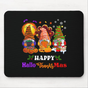 Alfombrilla De Ratón Feliz Hallothanksmas Tres Gnomes Halloween Merry