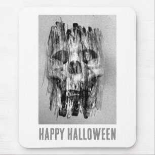 Alfombrilla De Ratón Feliz Halloween. Cráneo angustiado