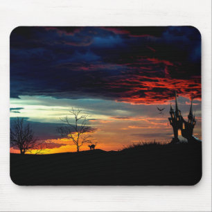 Alfombrilla De Ratón Feliz Halloween, espeluznante Mousepad de la casa