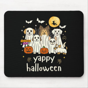 Alfombrilla De Ratón Feliz Halloween Perros Divertidos Fantasmas Hallow