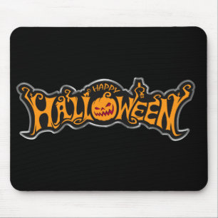 Alfombrilla De Ratón Feliz Halloween Ruby Eye Pumpkin Silver Frame