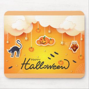 Alfombrilla De Ratón Feliz Halloween sobre las nubes