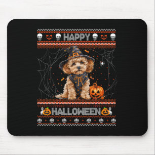 Alfombrilla De Ratón Feliz Halloween Ugly Poodle Howl-o-ween Pumpkin Do