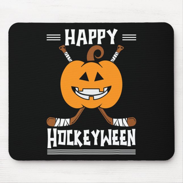 Alfombrilla De Ratón Feliz Hockeyween Halloween Ice Hockey Player y H (Frente)