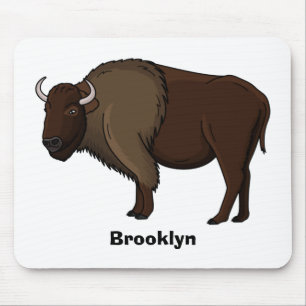Alfombrilla De Ratón Feliz ilustracion de búfalo de bisonte americano