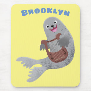 Alfombrilla De Ratón Feliz ilustracion de personalizado de foca de arpa