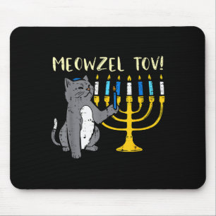 Alfombrilla De Ratón Feliz Janucá judío gato divertido pijama Hanukkah 