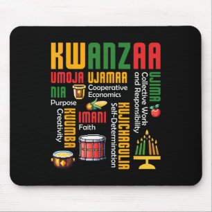 Alfombrilla De Ratón Feliz Kwanzaa Kinara Siete Velas Drum Africano