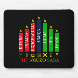 Alfombrilla De Ratón Feliz Kwanzaa Kinara Siete Velas Principios de K