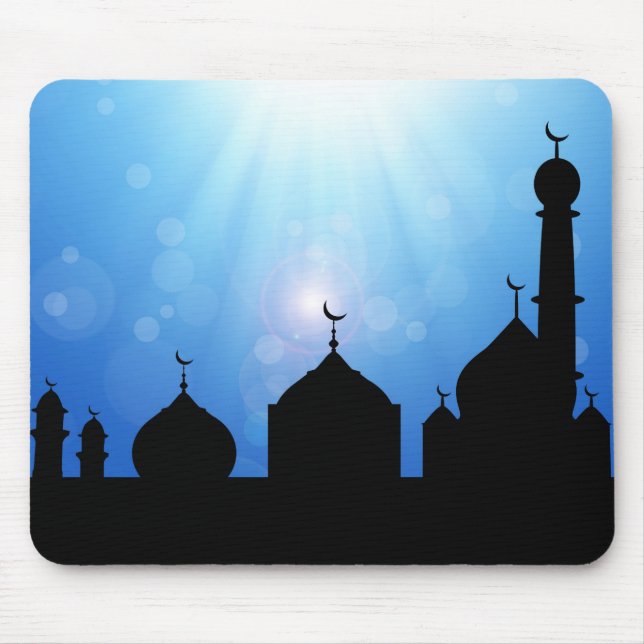 Alfombrilla De Ratón Feliz Mezquita de Eid con Sunrays (Frente)