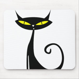 Alfombrilla De Ratón Feliz Mousepad de gato negro de Halloween
