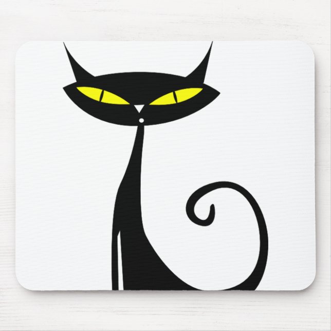 Alfombrilla De Ratón Feliz Mousepad de gato negro de Halloween (Frente)