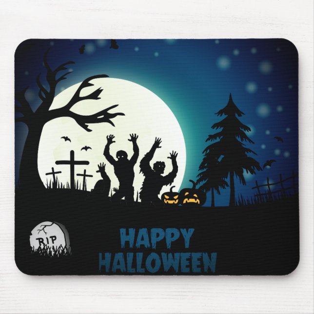 Alfombrilla De Ratón Feliz Mousepad de luna de luna de halloween (Frente)