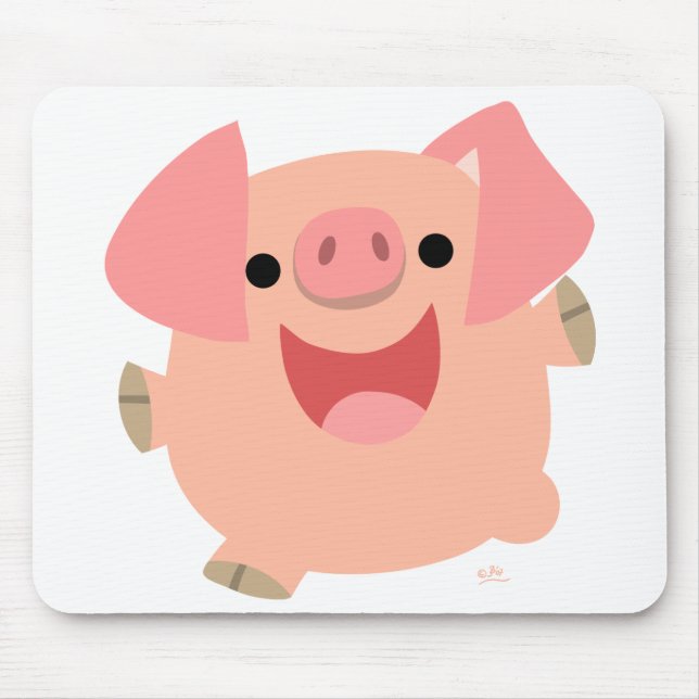 Alfombrilla De Ratón Feliz mousepad del cerdo del dibujo animado (Frente)