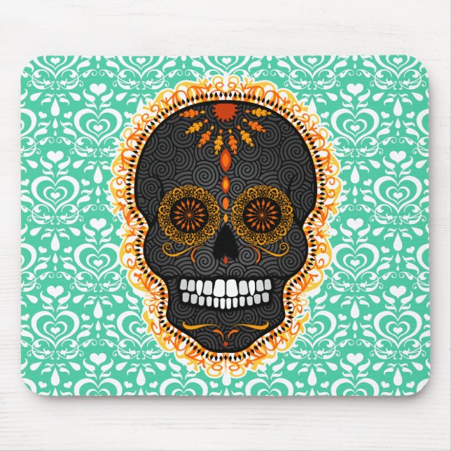 Alfombrilla De Ratón Feliz Muertos - cráneo festivo Mousepad del azúcar (Frente)