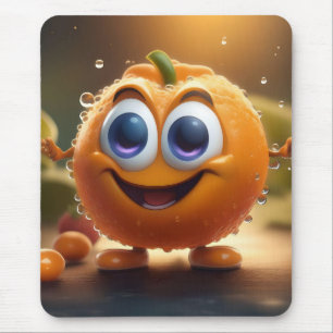 Alfombrilla De Ratón Feliz Naranja animado 3d,