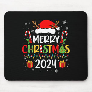 Alfombrilla De Ratón Feliz Navidad 2024 Santa Hat Familia Paj