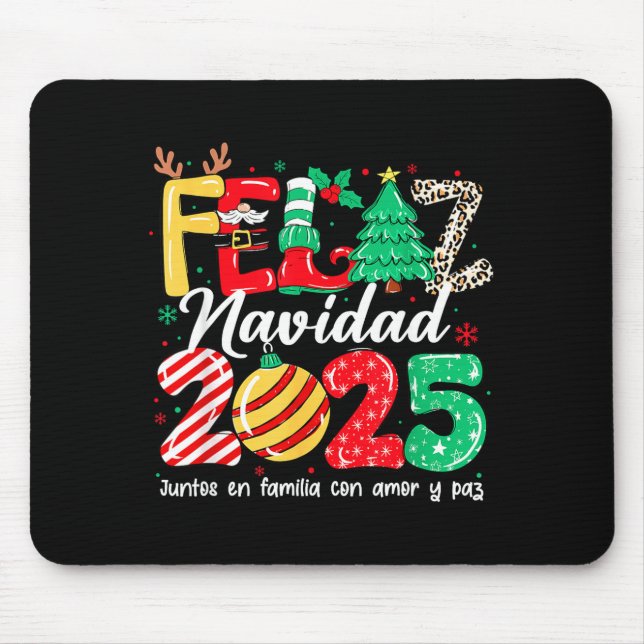 Alfombrilla De Ratón Feliz Navidad 2025 Spanish Christmas Mexican Famil (Frente)