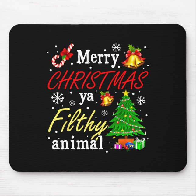 Alfombrilla De Ratón Feliz Navidad a los animales fieles ya divertida f (Frente)