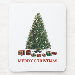 Alfombrilla De Ratón Feliz Navidad. Árbol (diseño 1) con regalos