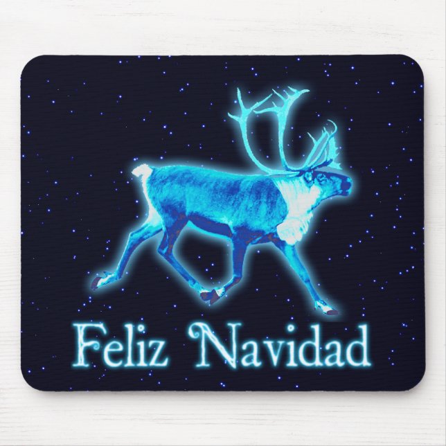 Alfombrilla De Ratón Feliz Navidad - Azul caribú (reno) (Frente)